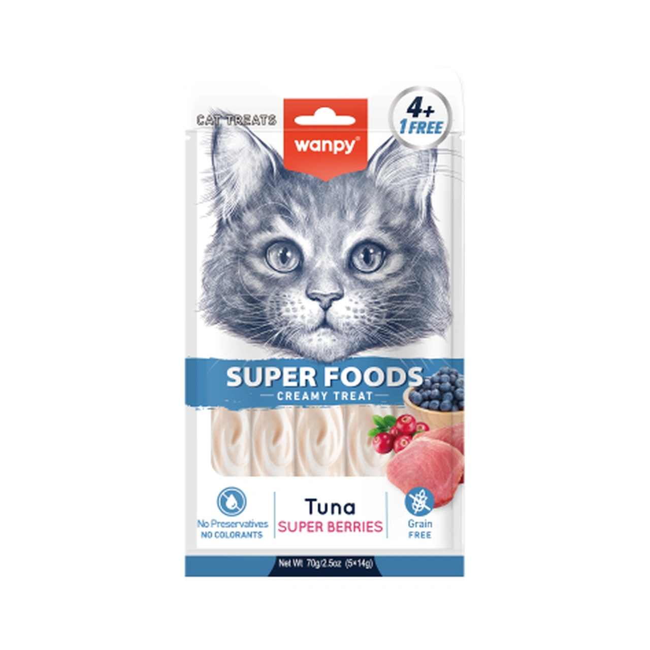 Wanpy Superfoods Creamy Lickable tun og superbær 70 g